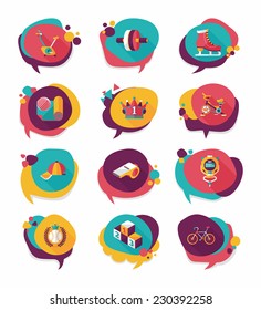 Sport speech bubble flat banner design background set, eps10