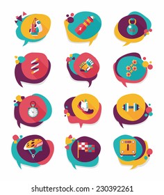 Sport speech bubble flat banner design background set, eps10