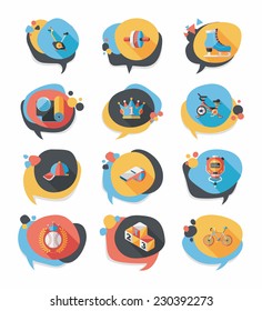 Sport speech bubble flat banner design background set, eps10
