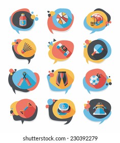 Sport speech bubble flat banner design background set, eps10