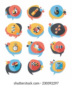 Sport speech bubble flat banner design background set, eps10