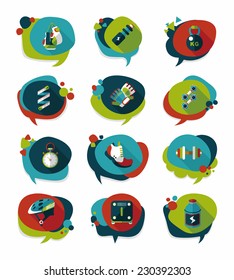 Sport speech bubble flat banner design background set, eps10