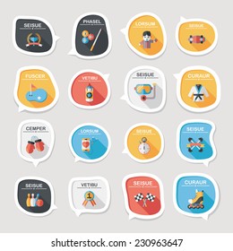 Sport speech bubble flat banner design background set, eps10