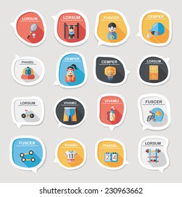 Sport speech bubble flat banner design background set, eps10