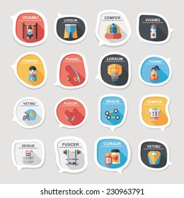 Sport speech bubble flat banner design background set, eps10