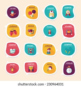 Sport speech bubble flat banner design background set, eps10