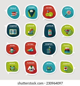 Sport speech bubble flat banner design background set, eps10
