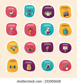 Sport speech bubble flat banner design background set, eps10