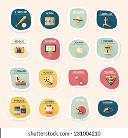 Sport speech bubble flat banner design background set, eps10