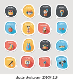 Sport speech bubble flat banner design background set, eps10