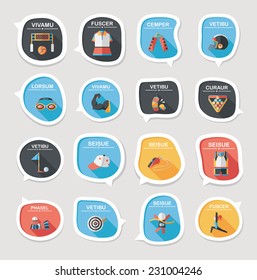 Sport speech bubble flat banner design background set, eps10
