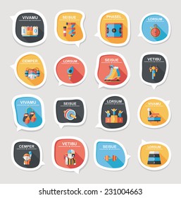 Sport speech bubble flat banner design background set, eps10