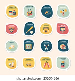 Sport speech bubble flat banner design background set, eps10