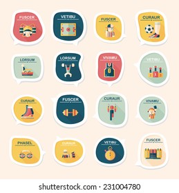 Sport speech bubble flat banner design background set, eps10