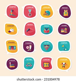 Sport speech bubble flat banner design background set, eps10