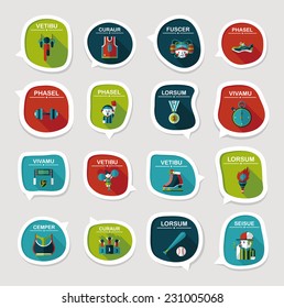 Sport speech bubble flat banner design background set, eps10