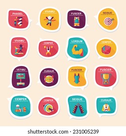 Sport speech bubble flat banner design background set, eps10
