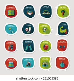 Sport speech bubble flat banner design background set, eps10