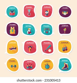 Sport speech bubble flat banner design background set, eps10