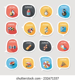 Sport speech bubble flat banner design background set, eps10, dummy text