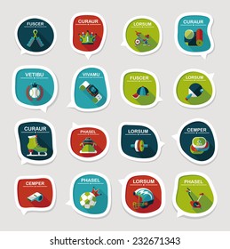 Sport speech bubble flat banner design background set, eps10, dummy text