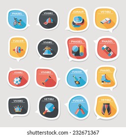 Sport speech bubble flat banner design background set, eps10, dummy text