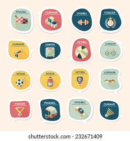 Sport speech bubble flat banner design background set, eps10, dummy text
