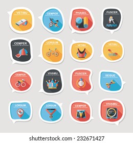 Sport speech bubble flat banner design background set, eps10, dummy text