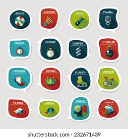 Sport speech bubble flat banner design background set, eps10, dummy text