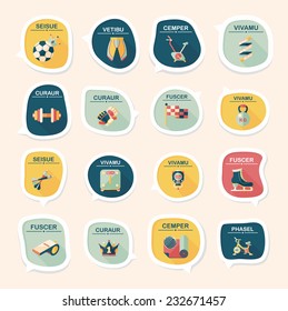 Sport speech bubble flat banner design background set, eps10, dummy text