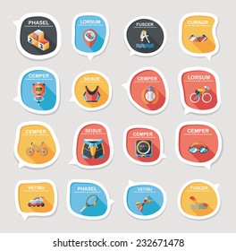 Sport speech bubble flat banner design background set, eps10, dummy text