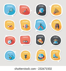 Sport speech bubble flat banner design background set, eps10, dummy text