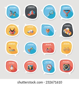Sport speech bubble flat banner design background set, eps10, dummy text