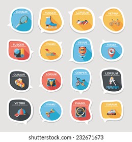 Sport speech bubble flat banner design background set, eps10, dummy text