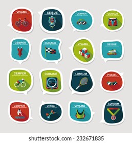 Sport speech bubble flat banner design background set, eps10, dummy text