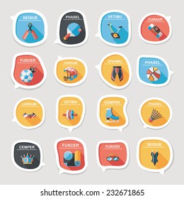 Sport speech bubble flat banner design background set, eps10, dummy text