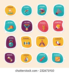 Sport speech bubble flat banner design background set, eps10, dummy text