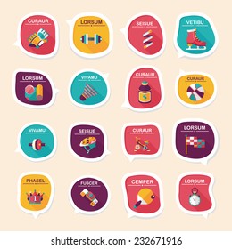 Sport speech bubble flat banner design background set, eps10, dummy text