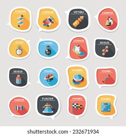 Sport speech bubble flat banner design background set, eps10, dummy text