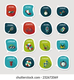 Sport speech bubble flat banner design background set, eps10, dummy text