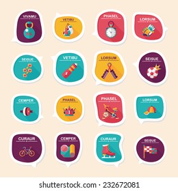 Sport speech bubble flat banner design background set, eps10, dummy text