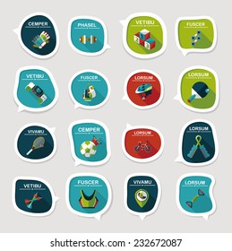 Sport speech bubble flat banner design background set, eps10, dummy text