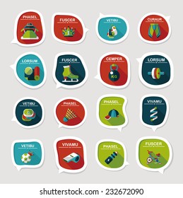 Sport speech bubble flat banner design background set, eps10, dummy text