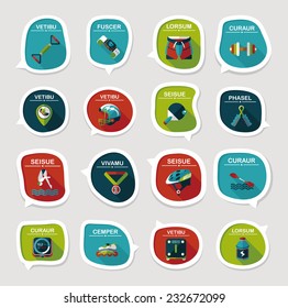 Sport speech bubble flat banner design background set, eps10, dummy text