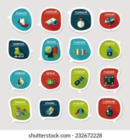 Sport speech bubble flat banner design background set, eps10, dummy text