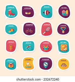 Sport speech bubble flat banner design background set, eps10, dummy text