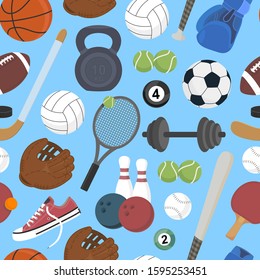 Sport. Sports equipment. Healthy lifestyle. Pattern. Vector illustration