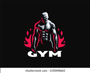 Sport. Sporty and athletic man. Muscular body. Vector illustration.