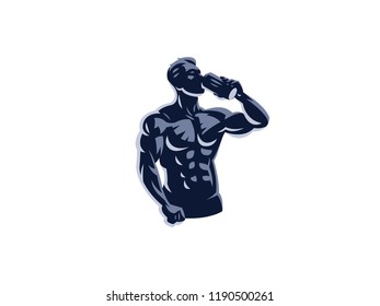 Sport. Sporty and athletic man. Muscular body. Vector illustration.