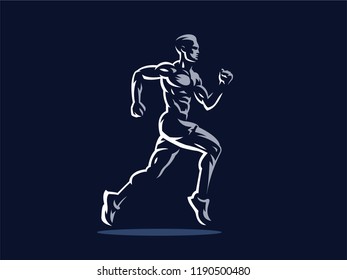 Sport. Sporty and athletic man. Muscular body. Vector illustration.